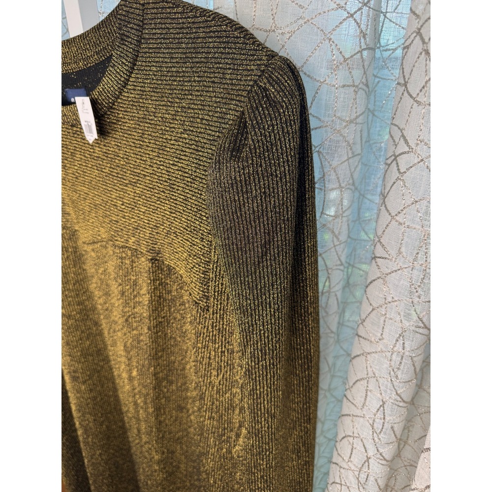 Gap Metallic Gold Lurex Knit Sweater Dress Long Sleeve Midi Black XXL NWT - Picture 4 of 10